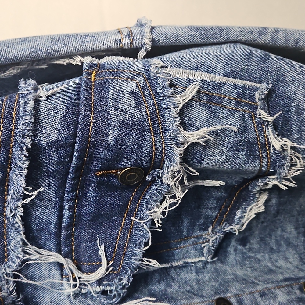 Thrill Distressed Blue Denim Jacket - image 3